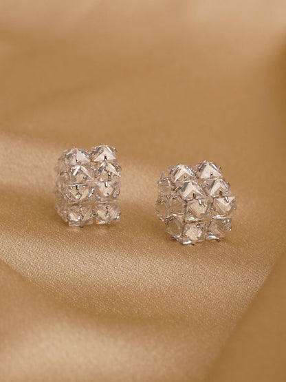 Crystal Cluster Dome Stud Earrings