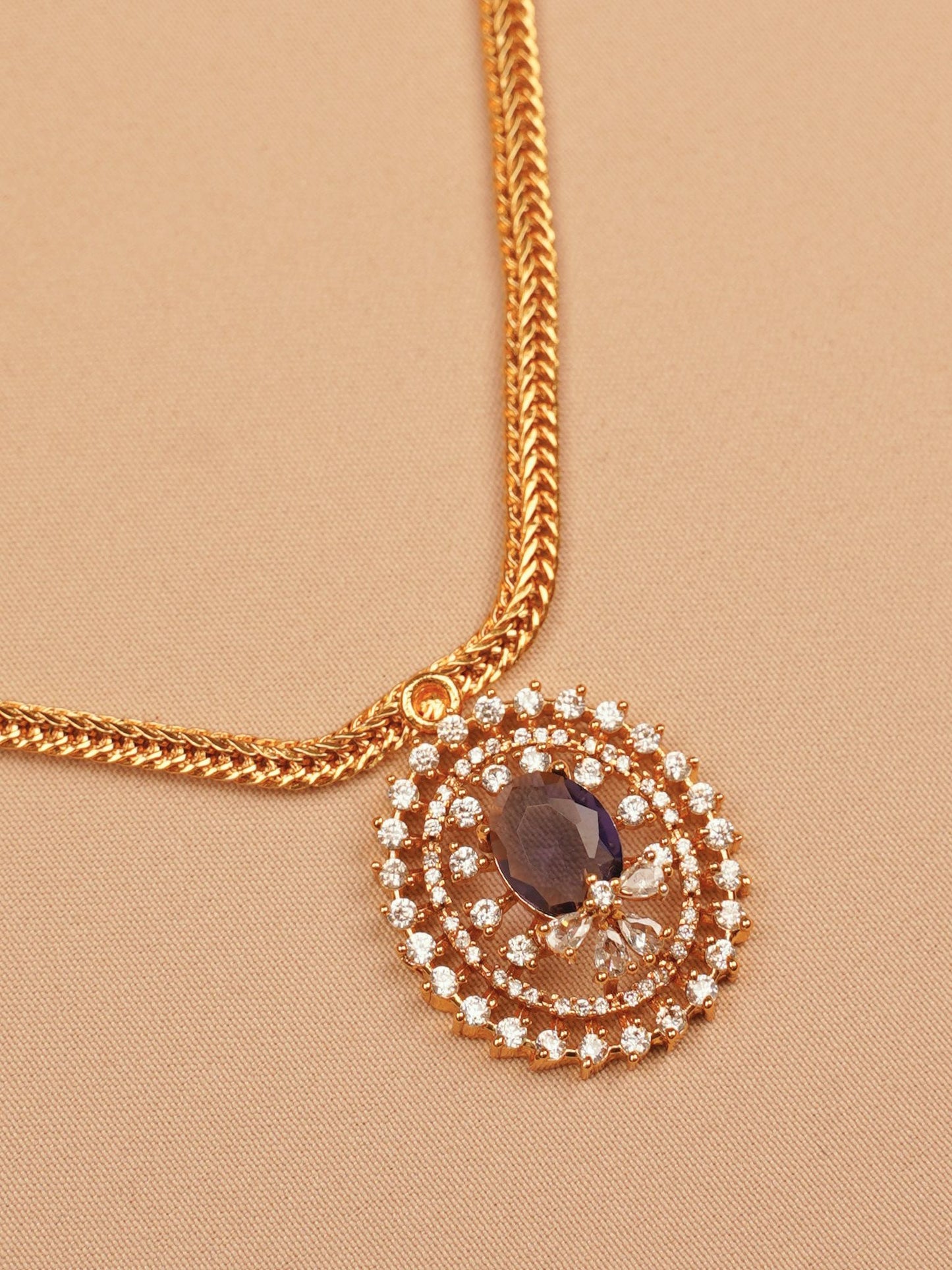 Purple Crystal Halo Necklace Set