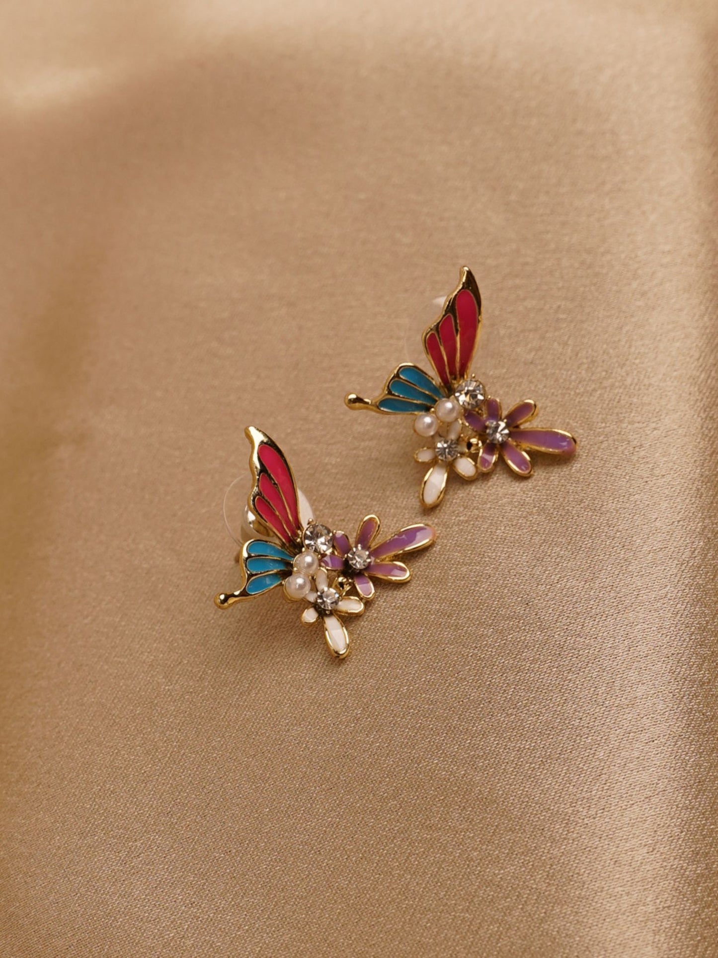 Rainbow Flutter Floral Stud Earrings