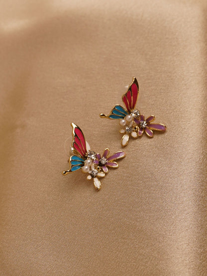 Rainbow Flutter Floral Stud Earrings