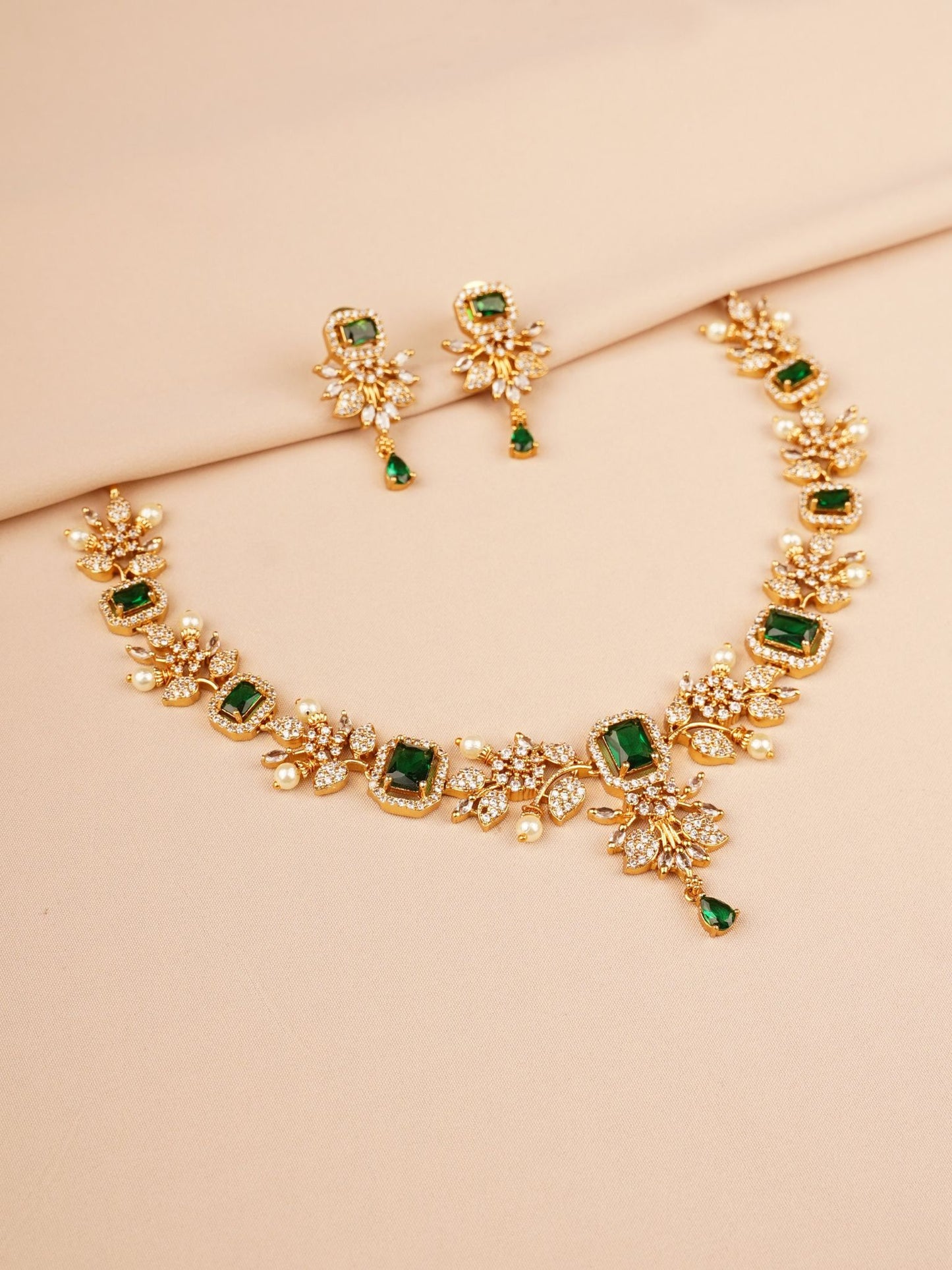 Green Stone Bridal Necklace Set