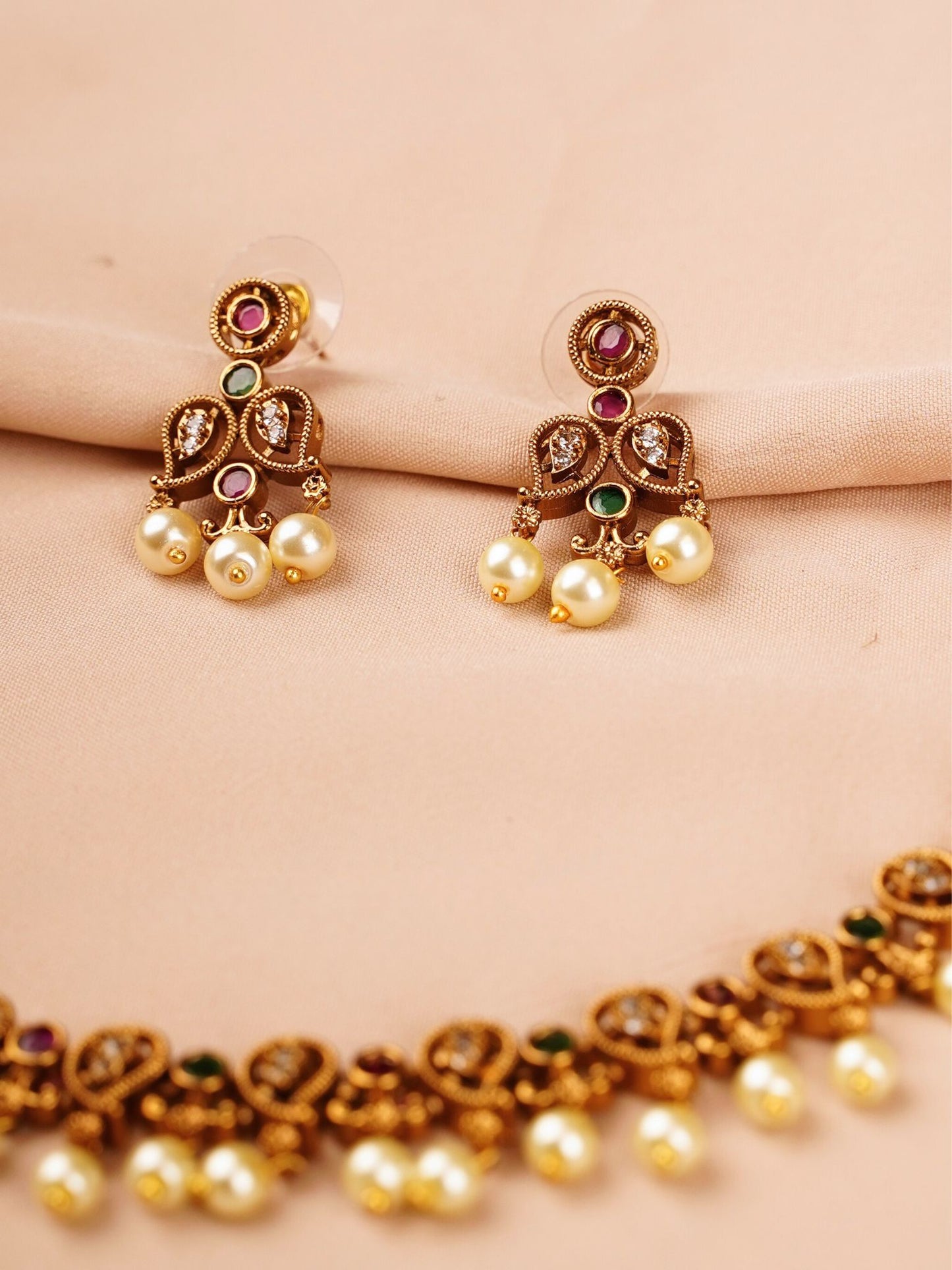 Ruby & Emerald Temple Necklace Set