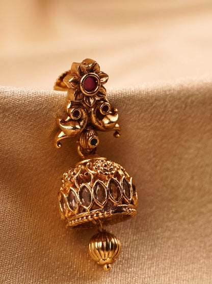 Antique Ruby Temple Dome Jhumka