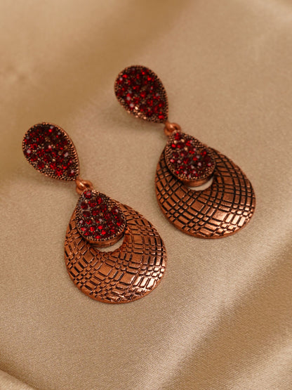 Crimson Mosaic Drop Earrings
