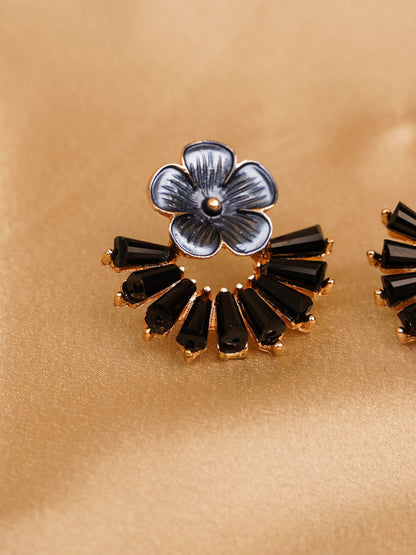 Midnight Bloom Fan Earrings
