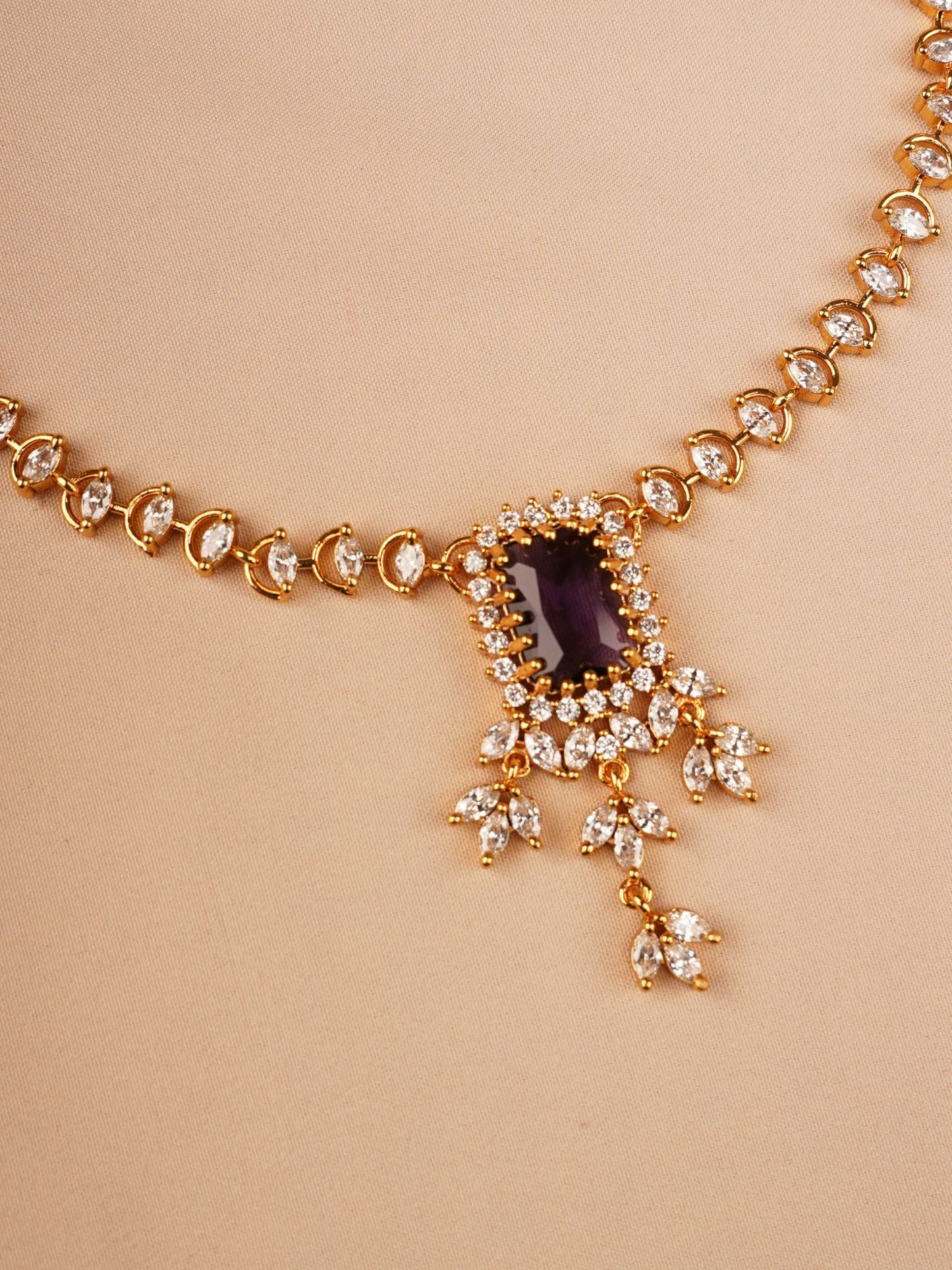 Purple Stone Necklace Set