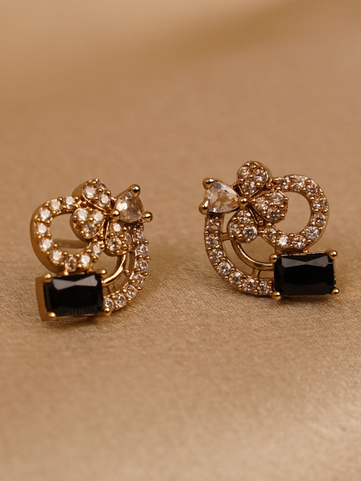 Midnight Bloom Crystal Stud Earrings