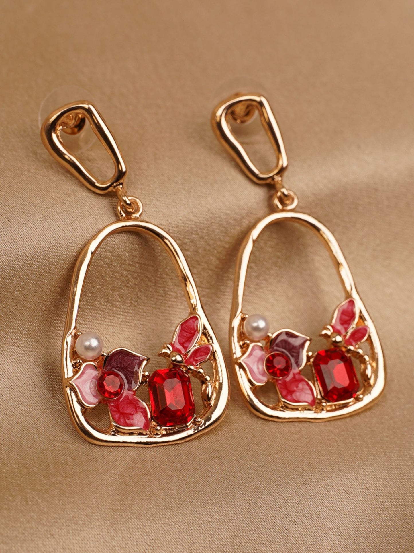 Scarlet Bloom Drop Earrings