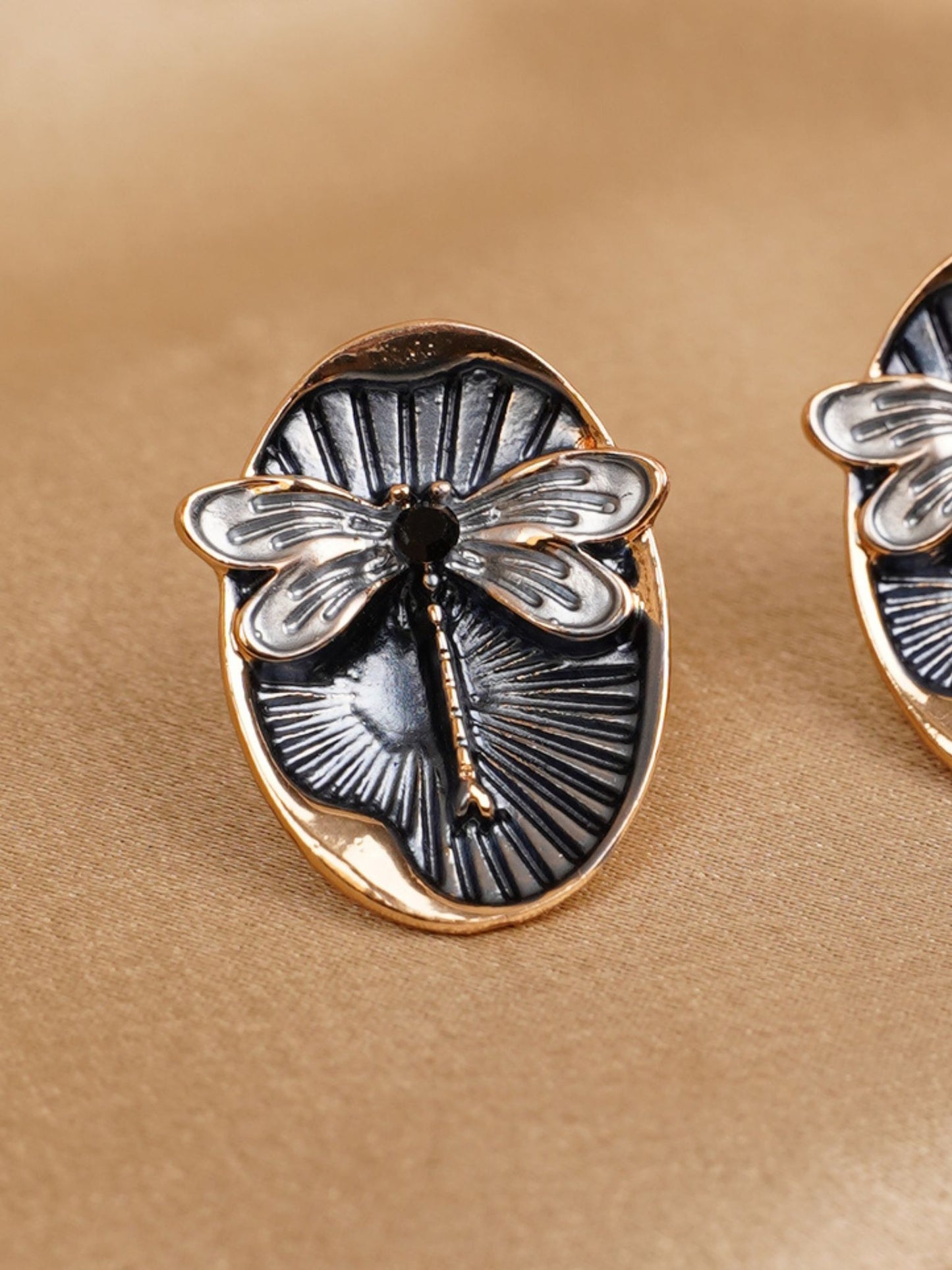 Midnight Dragonfly Stud Earrings