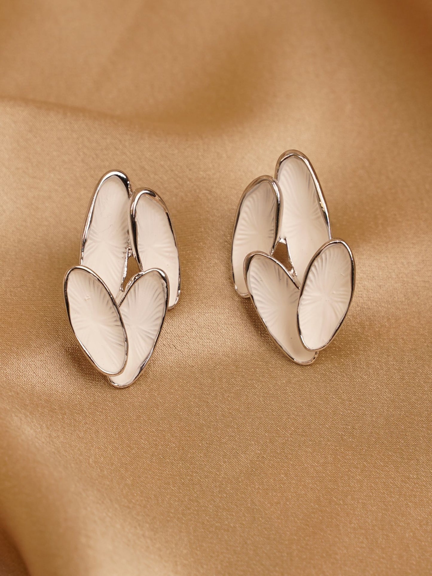 Pearl Petal Silver Stud Earrings
