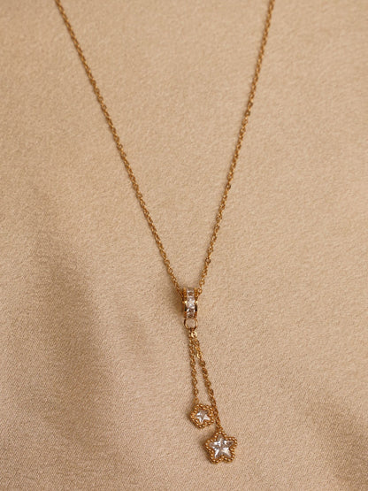 Twin Star Drop Pendant Necklace