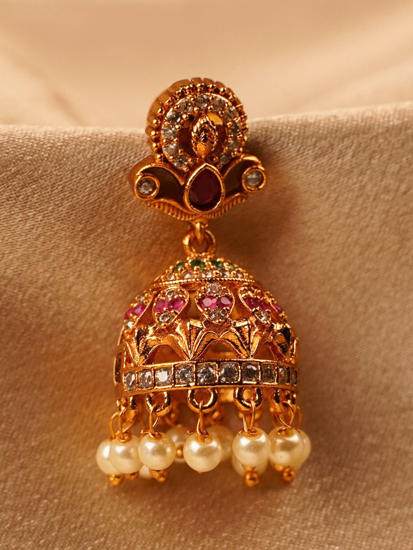 Ruby Lotus Temple Jhumka