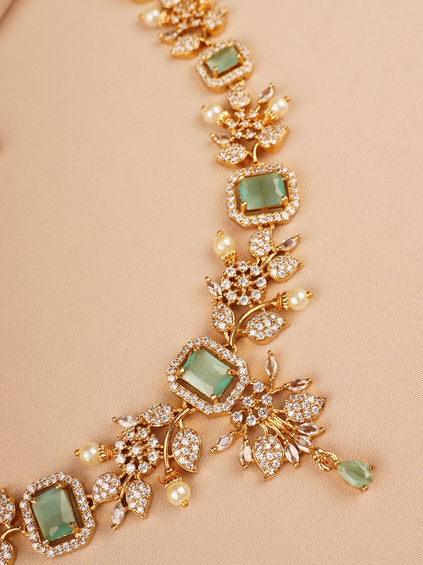 Light Green Stone Bridal Necklace Set