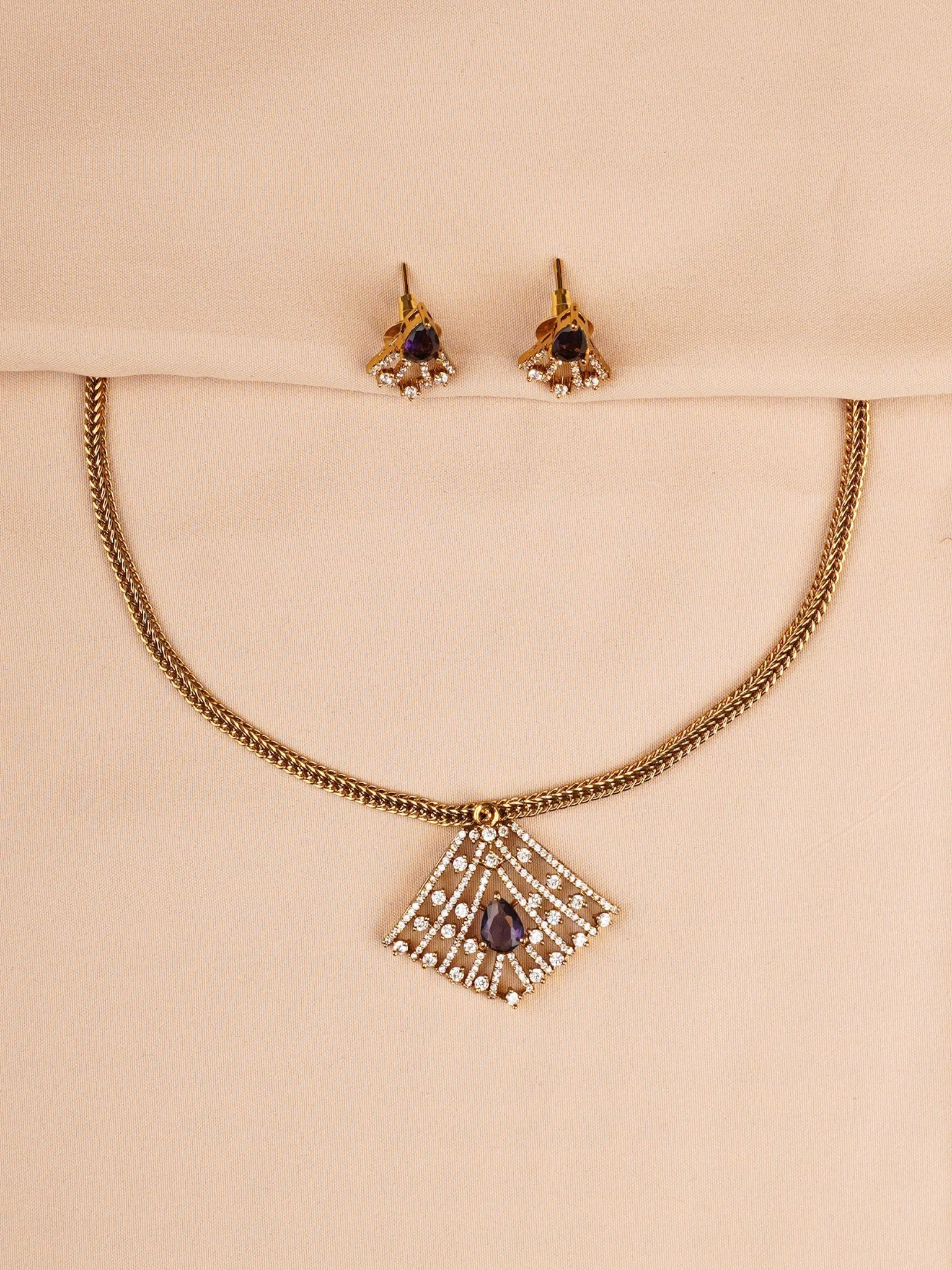 Geometric Crystal Pendant Necklace Set