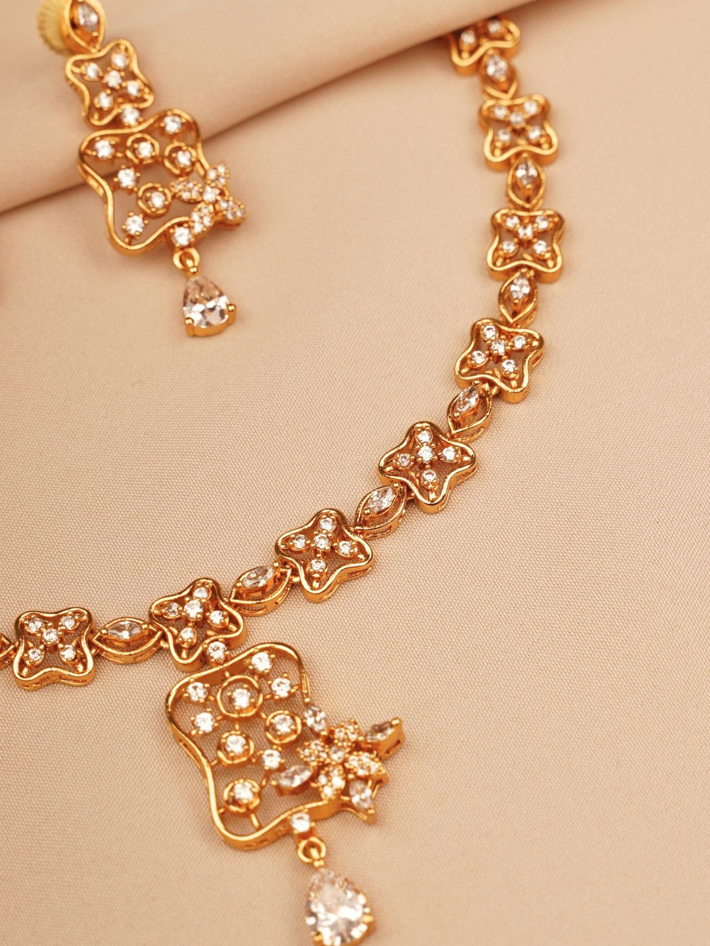 Celestial Floral Crystal Necklace & Earrings Set