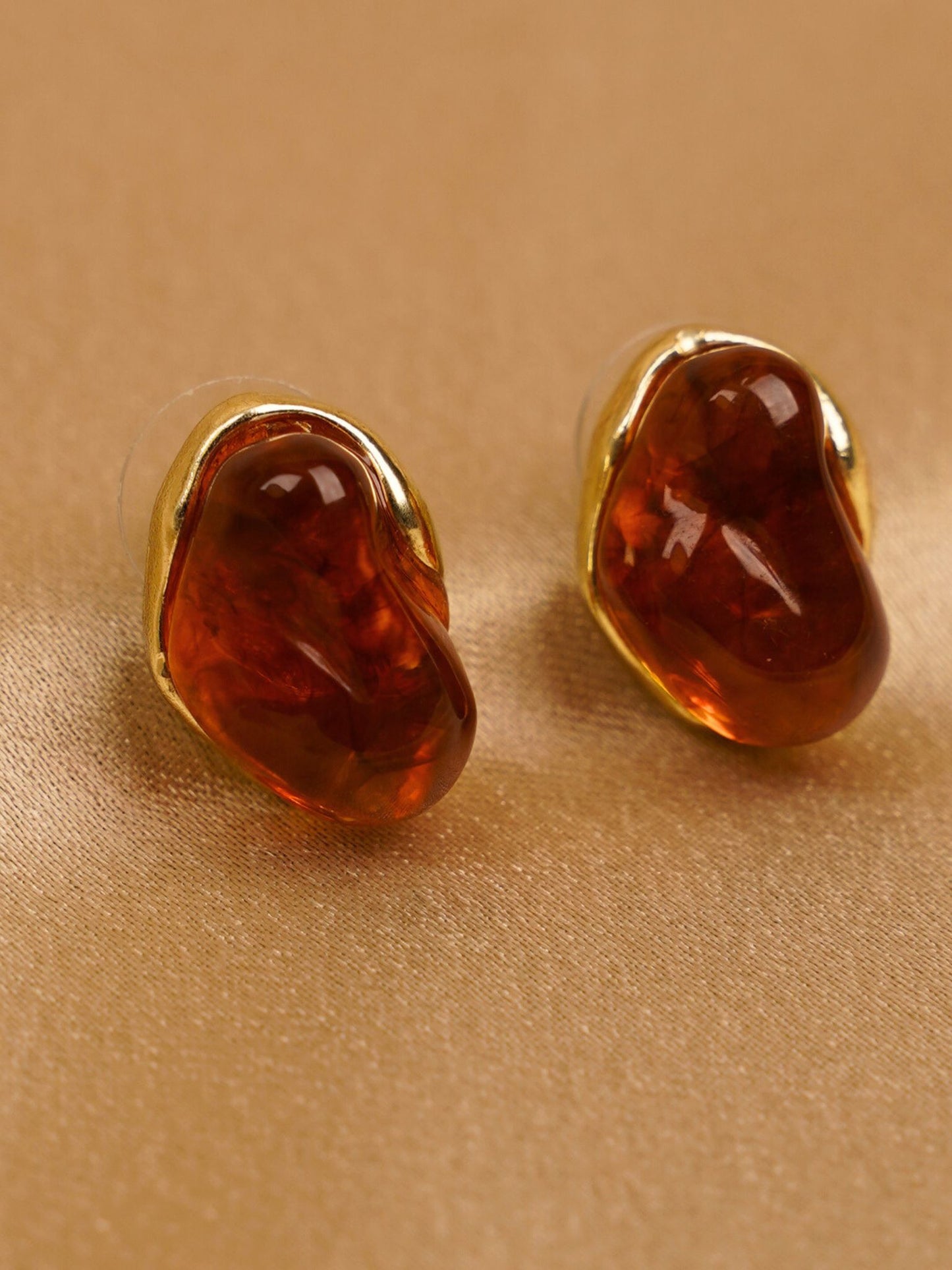 Amber Glow Stud Earrings