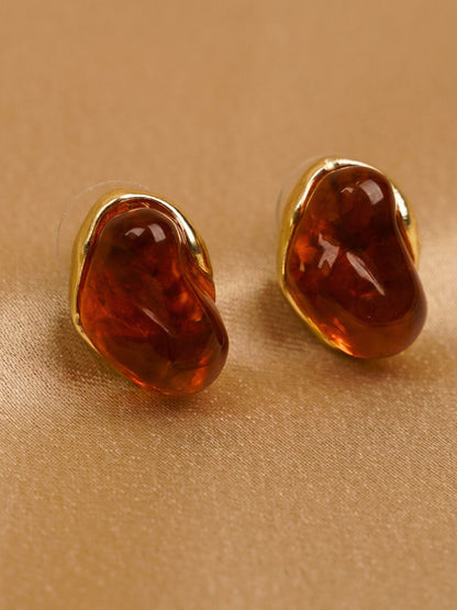 Amber Glow Stud Earrings