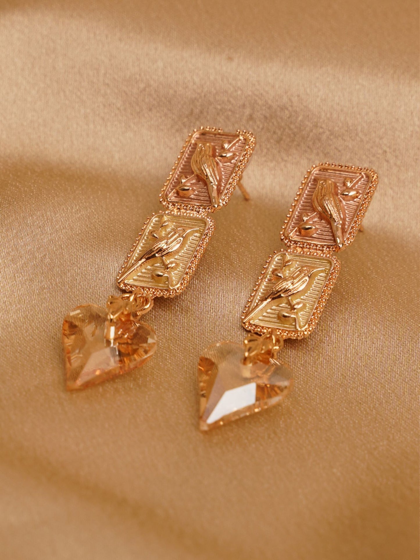 Amber Sparrow Heart Drop Earrings