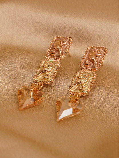 Amber Sparrow Heart Drop Earrings