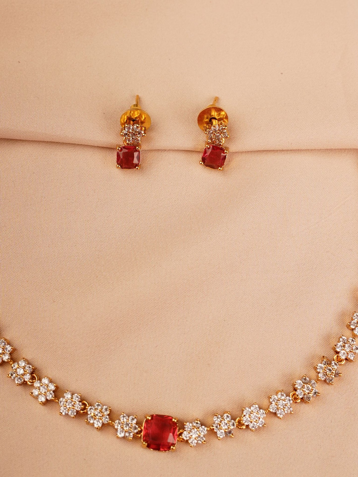 Ruby Bloom Crystal Necklace Set