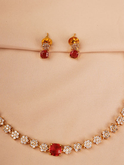 Ruby Bloom Crystal Necklace Set