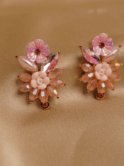Blush Garden Crystal Floral Earrings