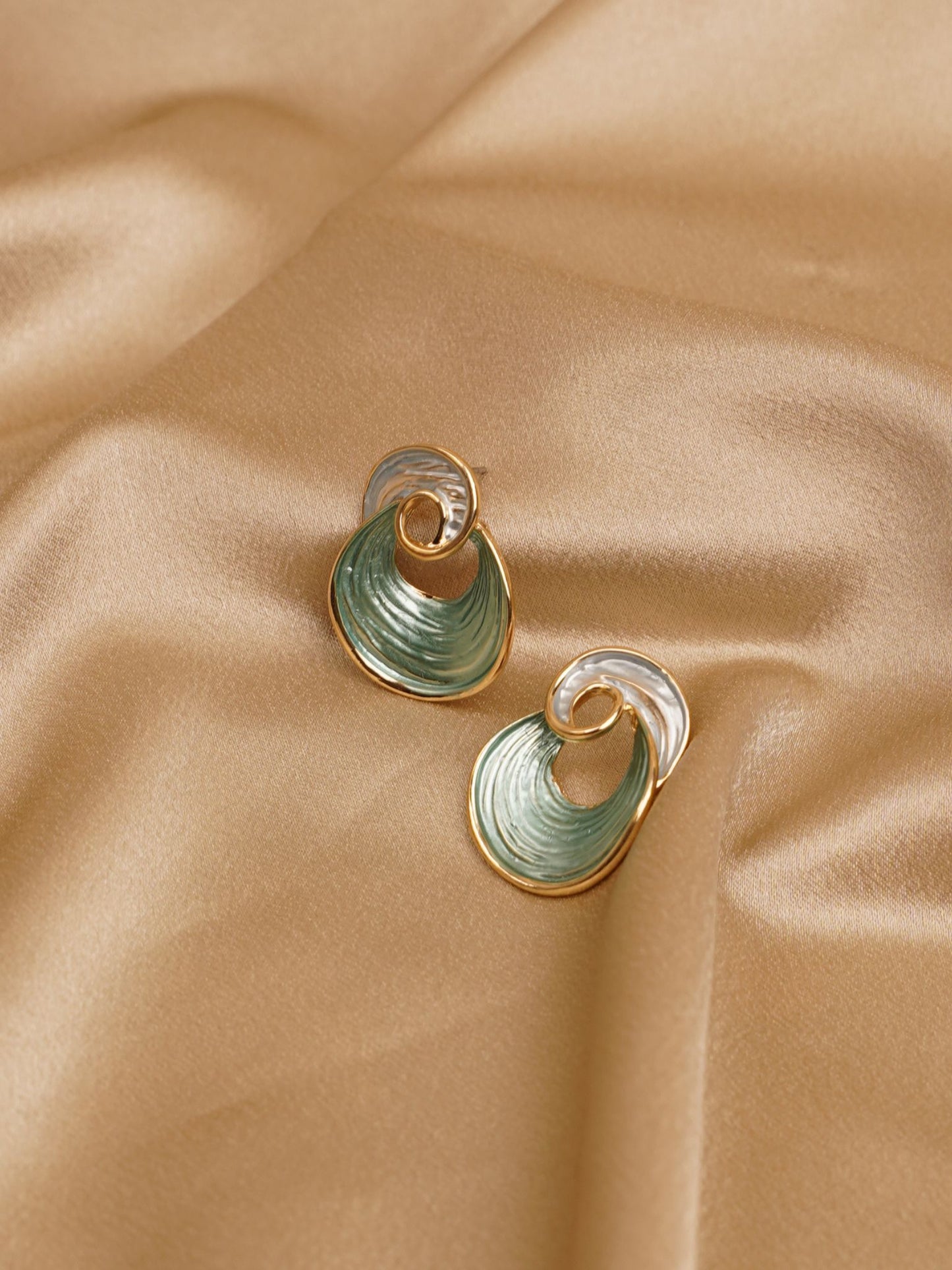 Sage Wave Spiral Earrings