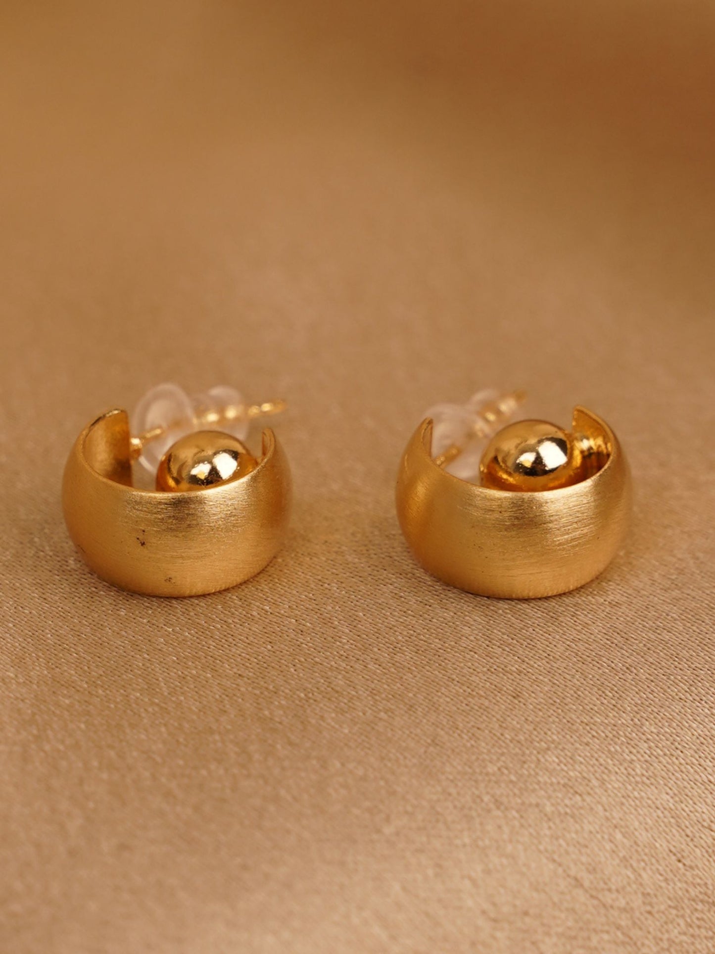 Luna Orb Gold Stud Earrings
