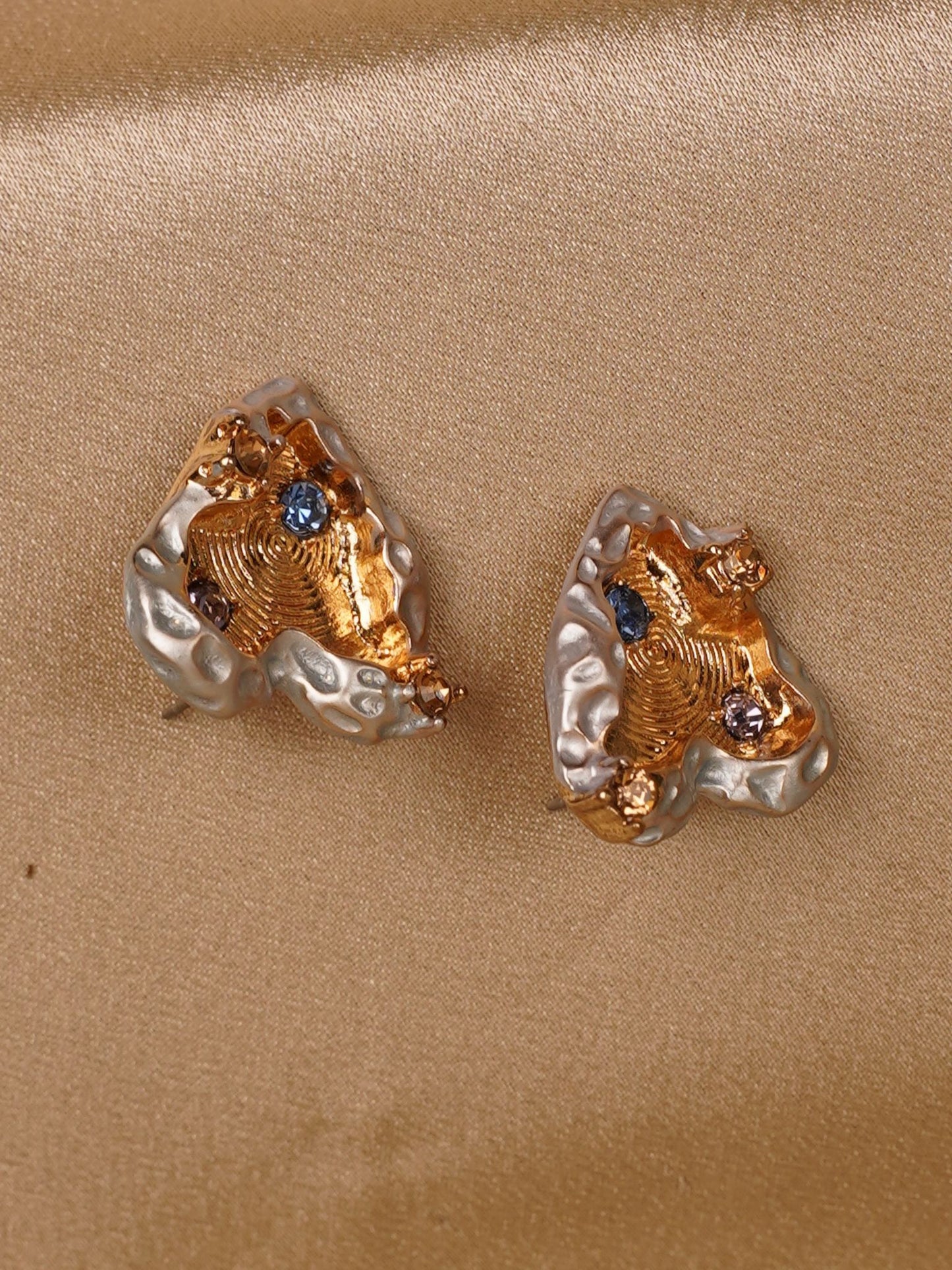 Regal Heart Textured Stud Earrings