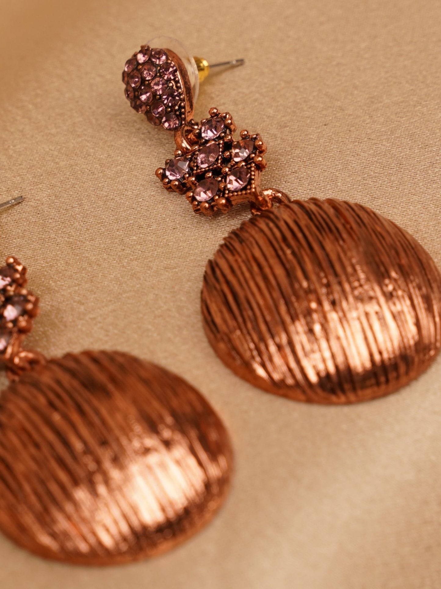 Copper Bloom Disc Drop Earrings