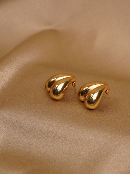 Golden Twin Heart Stud Earrings