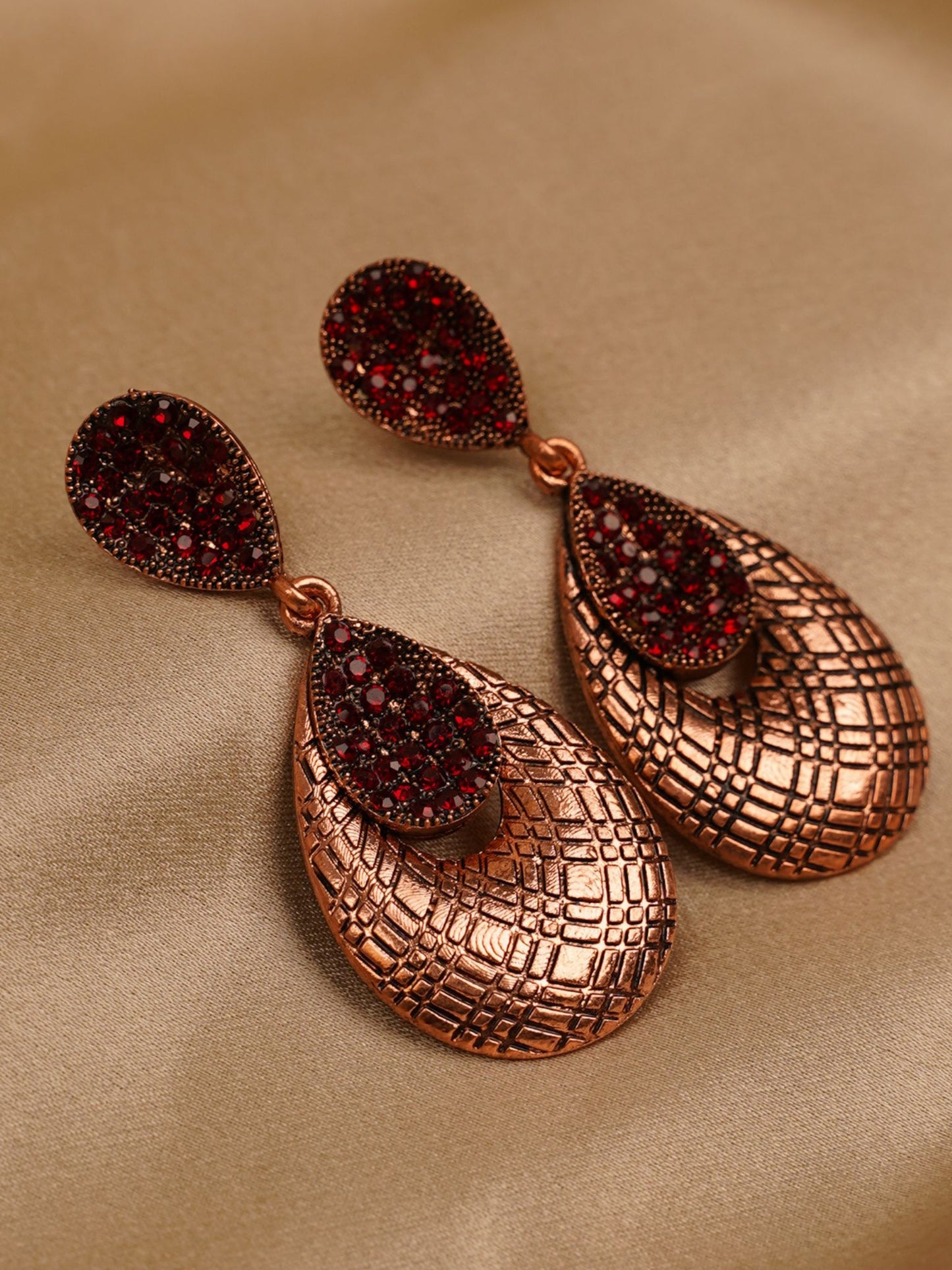 Crimson Mosaic Drop Earrings