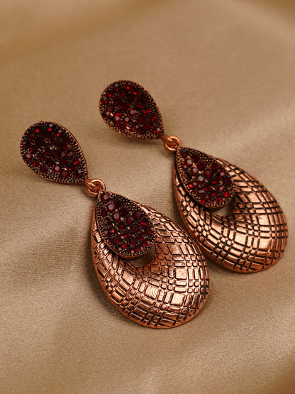 Crimson Mosaic Drop Earrings