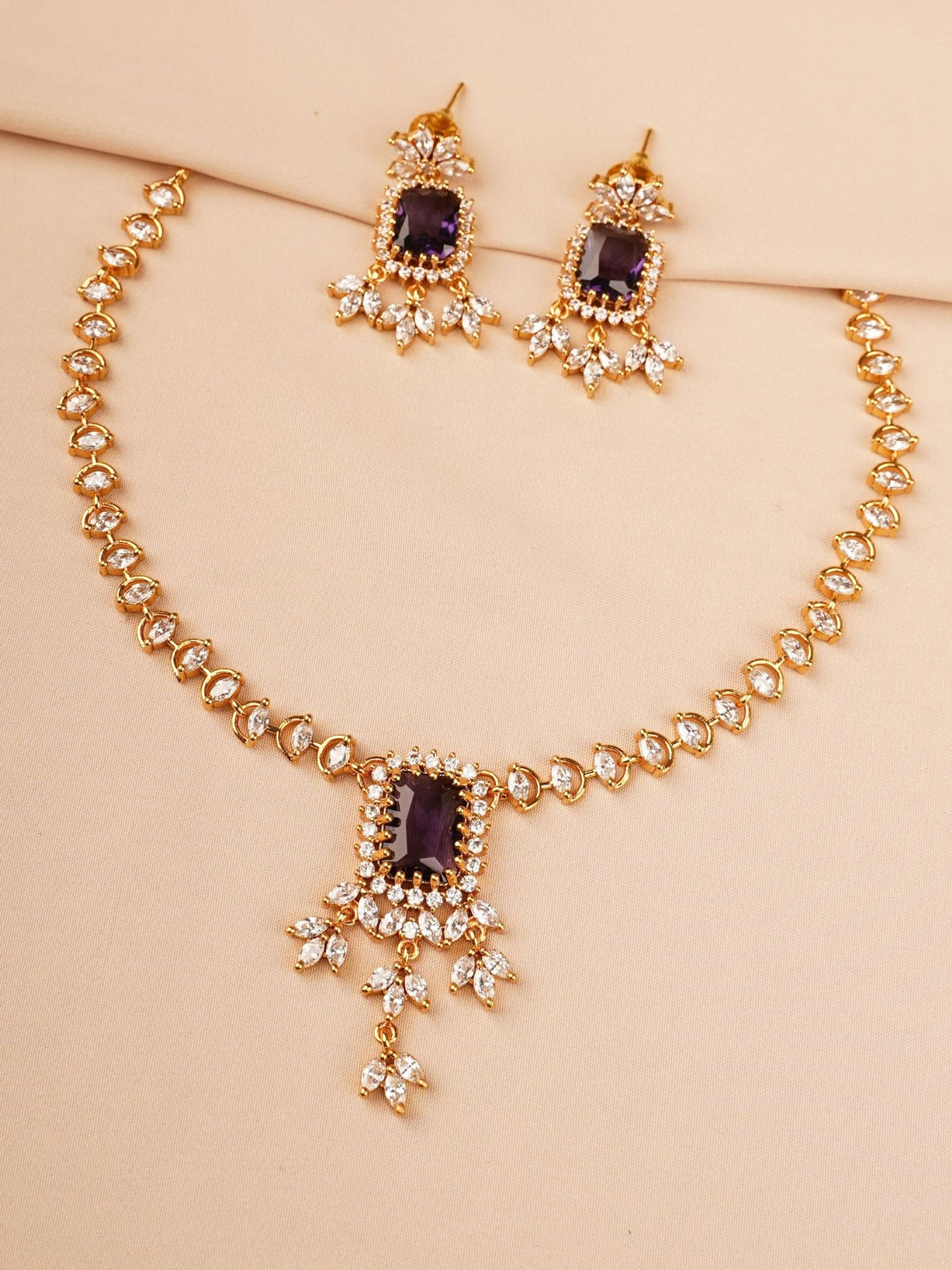 Purple Stone Necklace Set