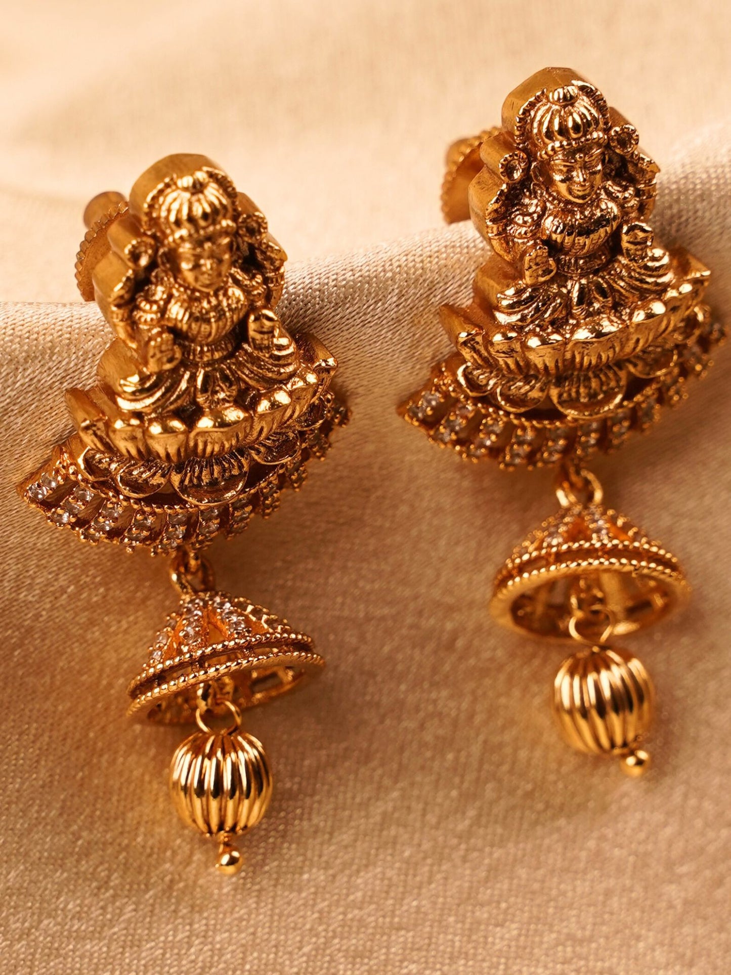 Lakshmi Idol Temple Drop Earrings