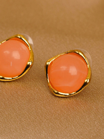Coral Gleam Stud Earrings