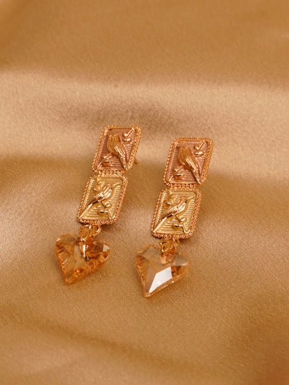 Amber Sparrow Heart Drop Earrings