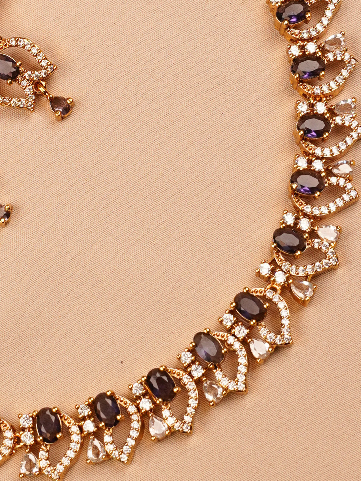 Purple Stone Gold Plated Necklace Set