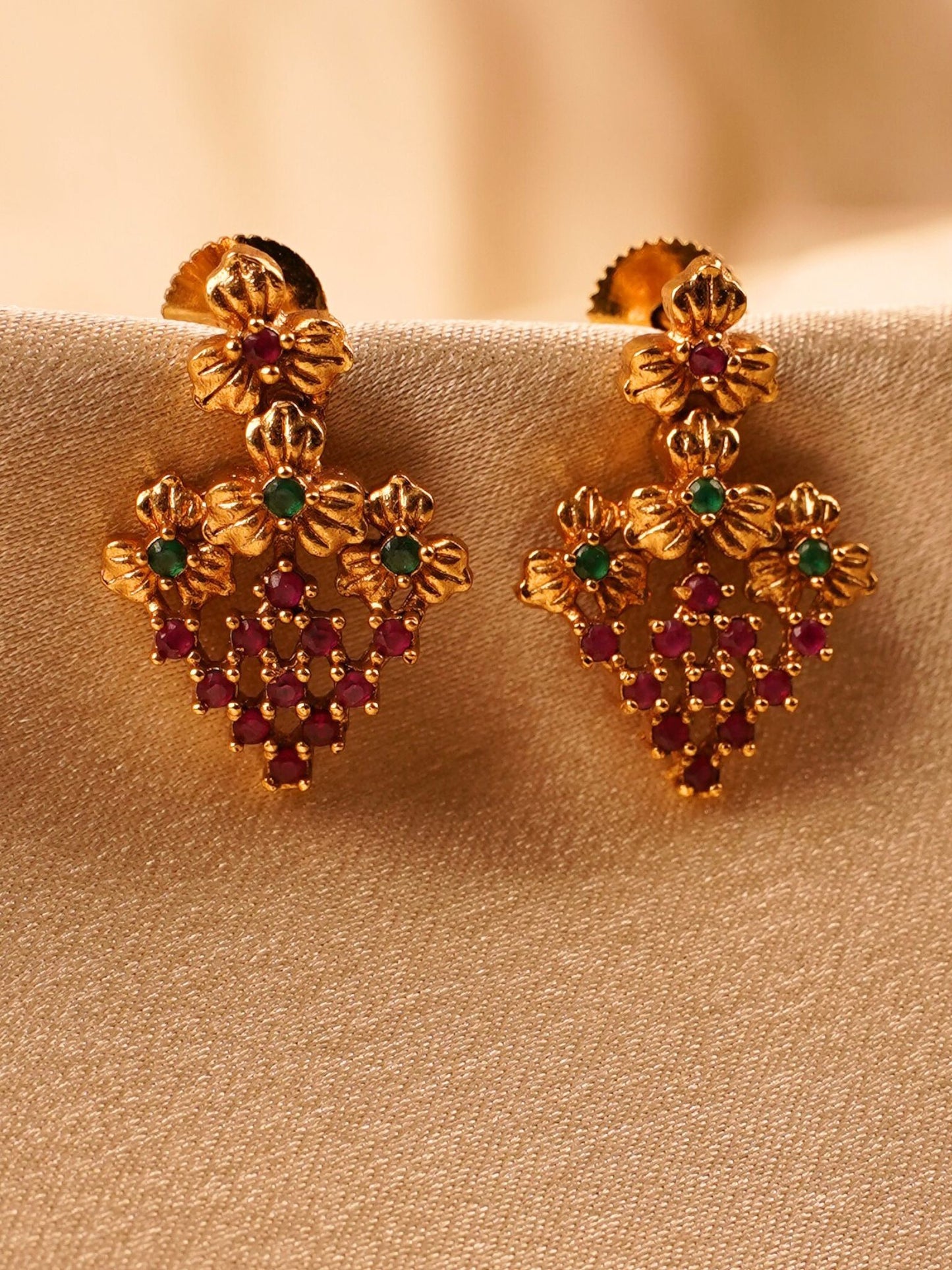 Ruby Bloom Antique Drop Earrings