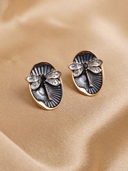 Midnight Dragonfly Stud Earrings
