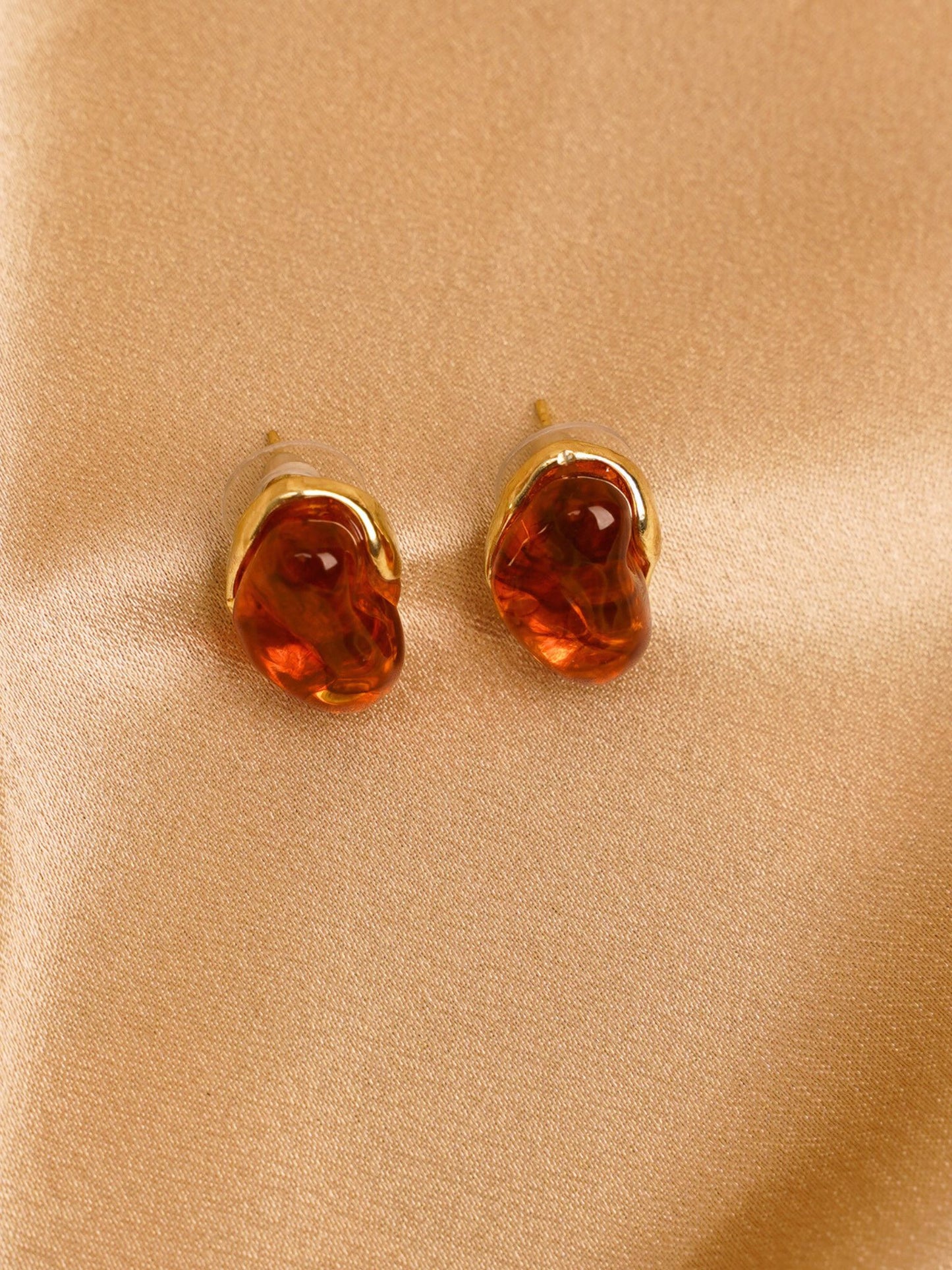 Amber Glow Stud Earrings
