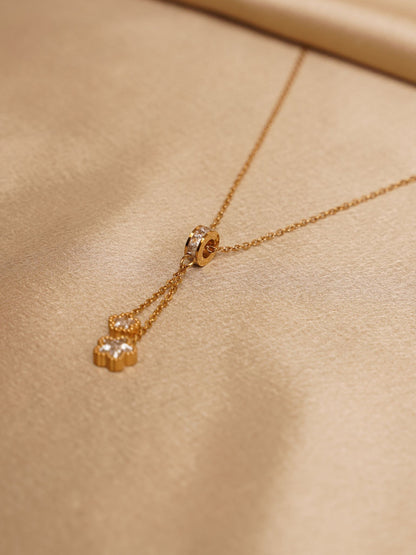 Twin Star Drop Pendant Necklace