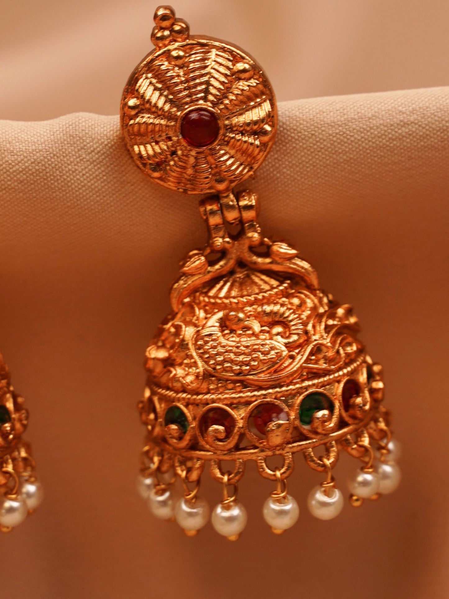 Antique Peacock Temple Jhumkas