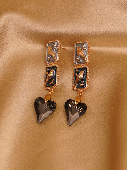 Noir Sparrow Heart Drop Earrings