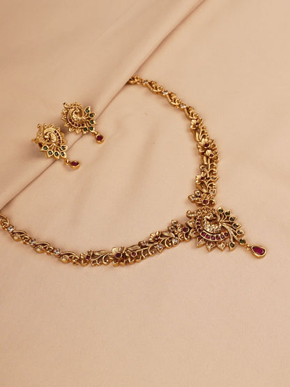 Peacock Motif Necklace Set