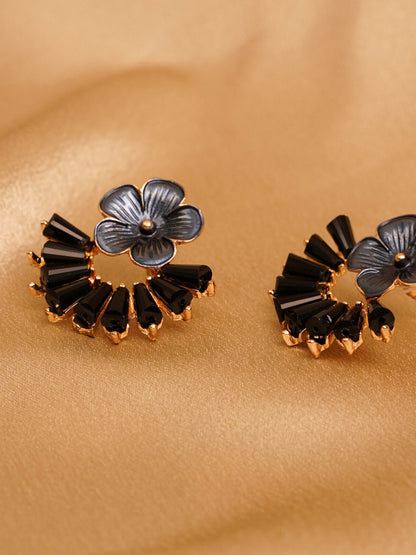 Midnight Bloom Fan Earrings