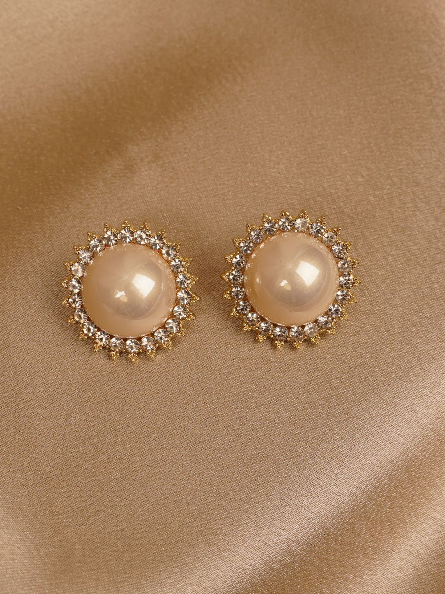 Royal Pearl Halo Stud Earrings