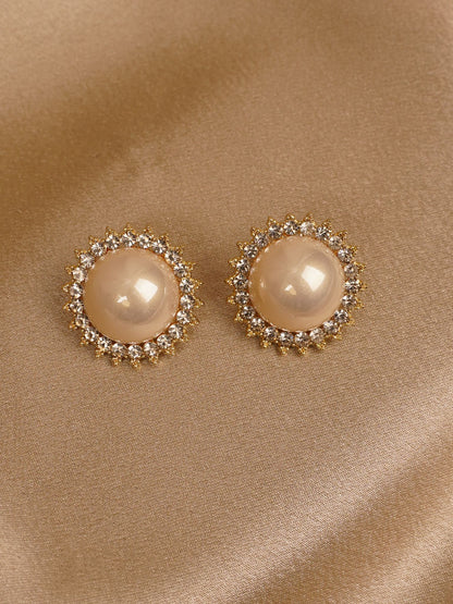 Royal Pearl Halo Stud Earrings