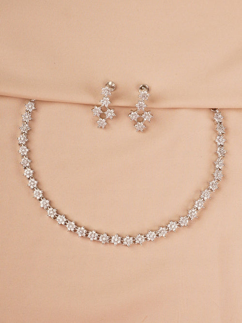 Snow Bloom Crystal Necklace Set