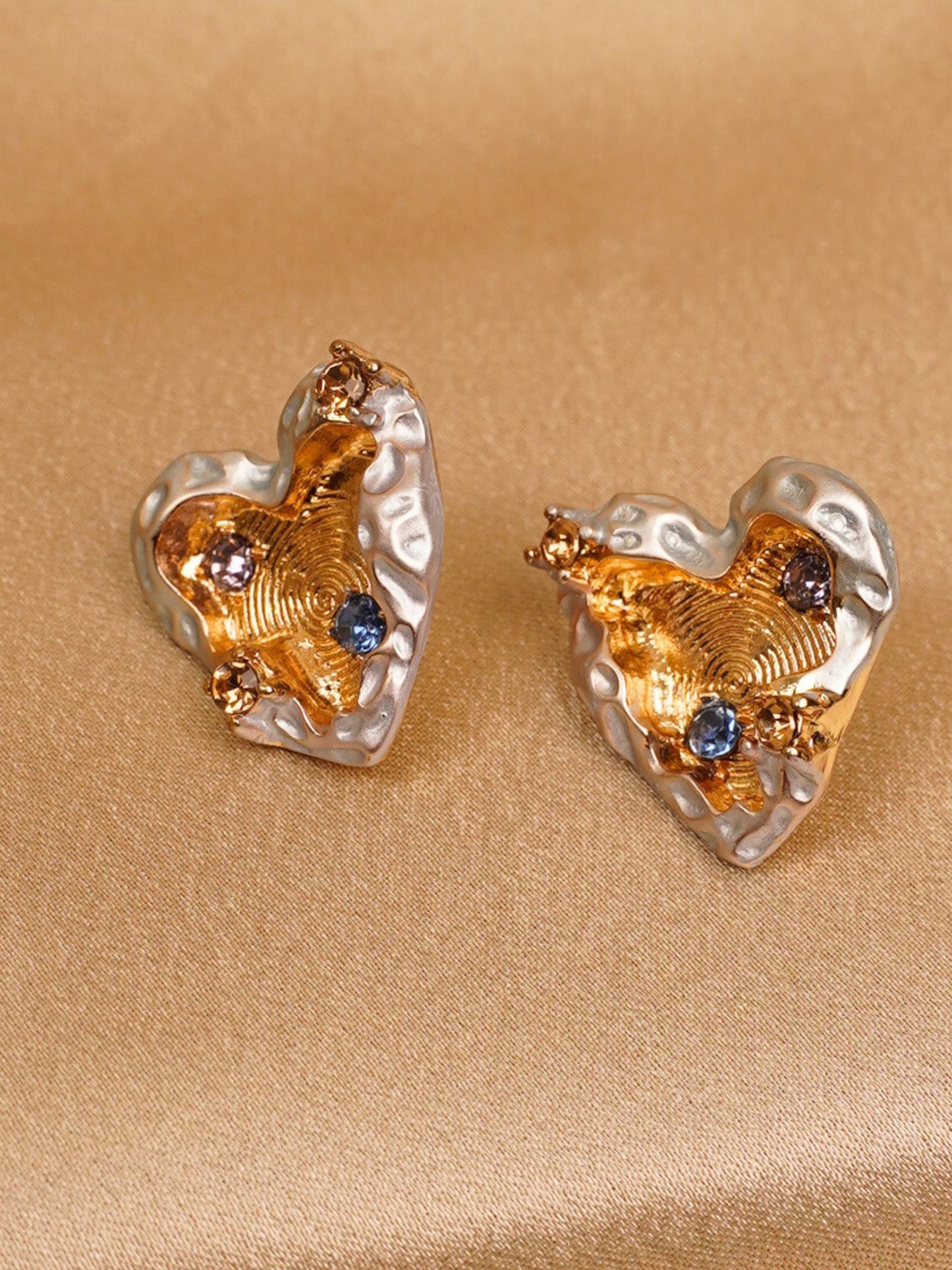 Regal Heart Textured Stud Earrings